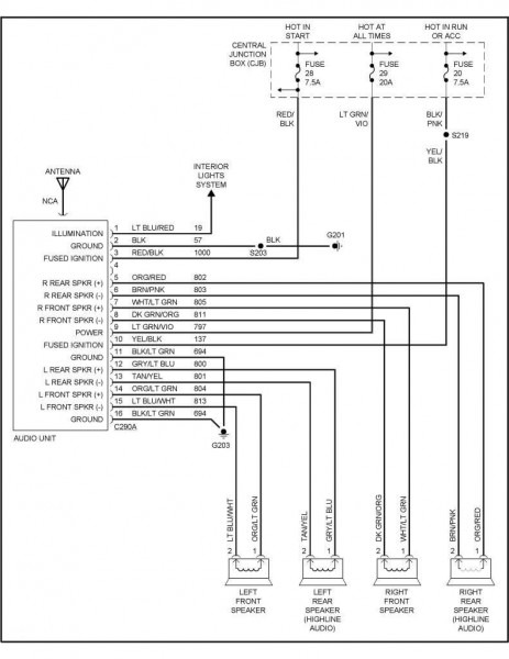 2003 Mercury Sable Radio Wiring Diagram Schematic