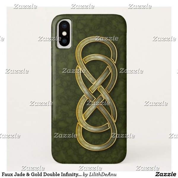 Faux Jade & Gold Double Infinity Symbol On Green Case