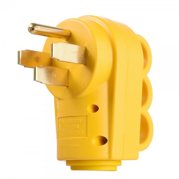 125 250v 50a Rv Replacement Male Plug Yellow Grip Handle Heavy