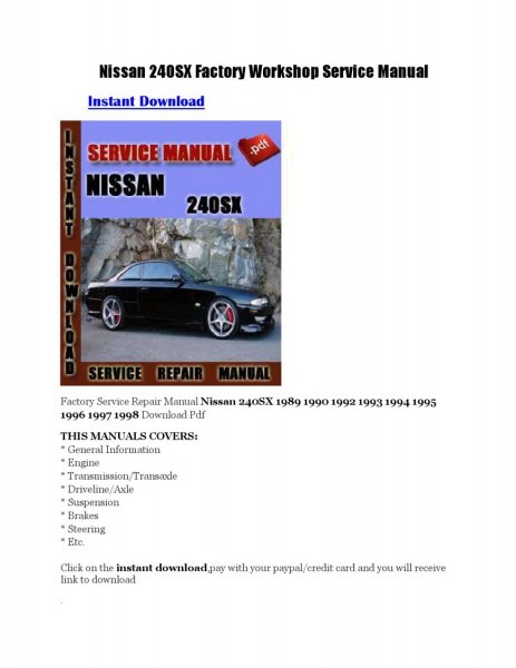 Nissan 240sx Factory Workshop Service Manual