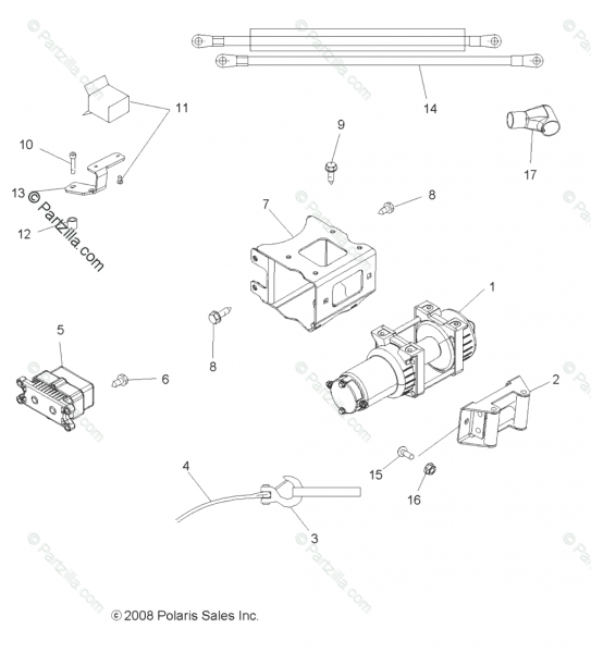Polaris Atv 2009 Oem Parts Diagram For Options, Winch A09zx85ar