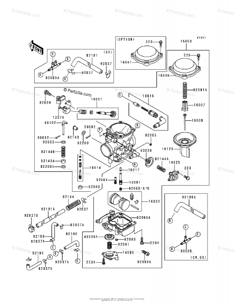 Kawasaki Motorcycle 1996 Oem Parts Diagram For Carburetor