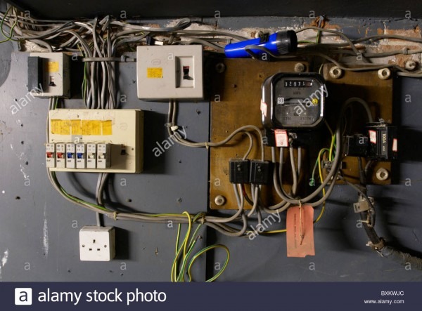 Old Electrical Installation With Switch Box Meter And Fuse Box
