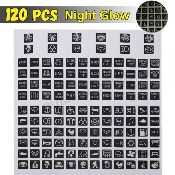 Night Glow Rocker Switch Label Decal Circuit Panel Sticker Car