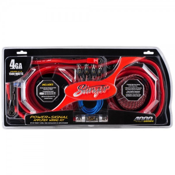 Stinger Sk4641 Series 4000 4 Awg Amp Wiring Kit Red Black With