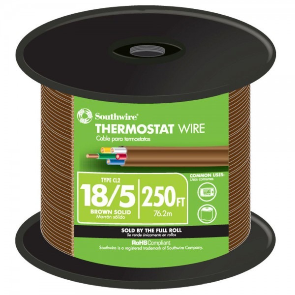 Southwire 250 Ft  18 5 Brown Solid Cu Cl2 Thermostat Wire