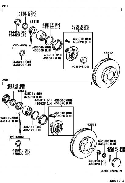 Front Wheel Bearing Parts List