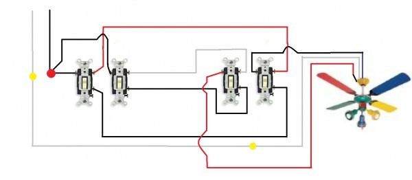 3 Way Switch Wiring Diagram Multiple Lights To Ceiling Fan Light