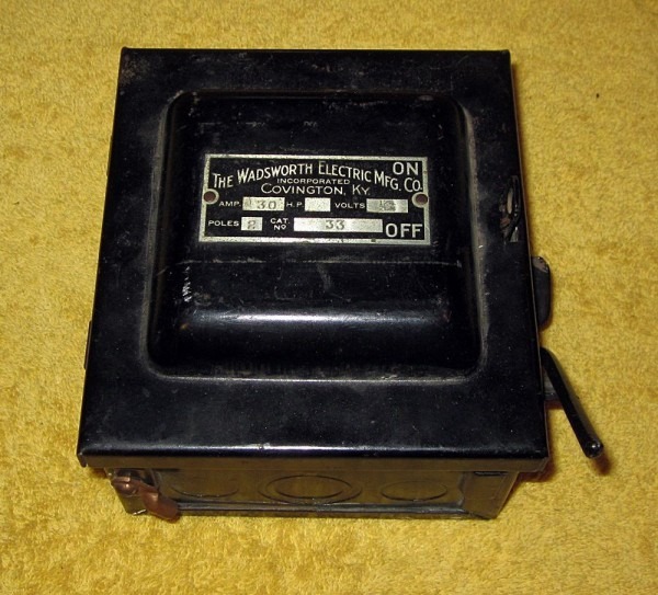Vintage Wadsworth Electric Mfg Co Covington Ky 30 Amp Fuse Box