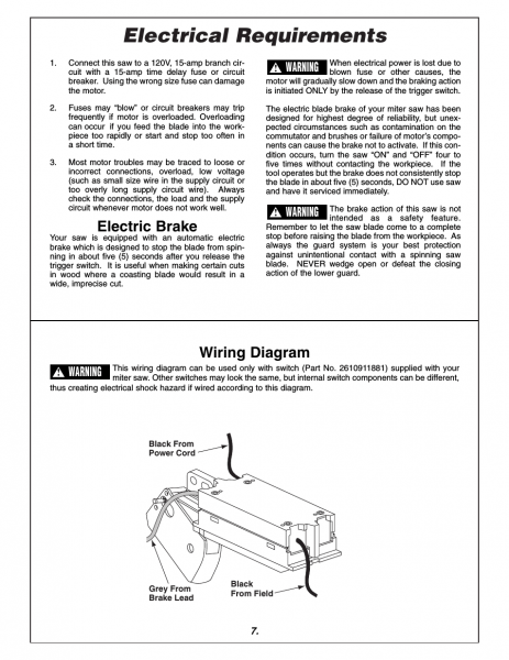 Electrical Requirements, Electric Brake, Wiring Diagram