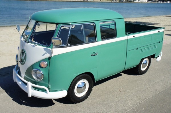 This '66  Volkswagen  Bus  Truck Is The Perfect  Beach Mobile