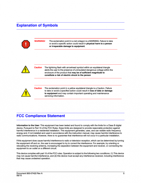 Explanation Of Symbols Fcc Compliance Statement