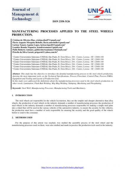Pdf) Manufacturing Processes Applied To The Steel Wheels Production