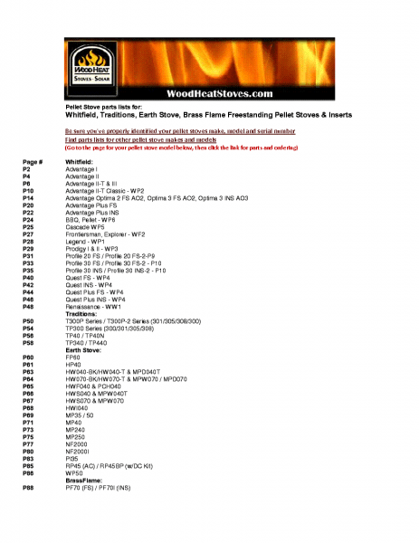 Lennox Pellet Stove Parts List Whitfield Traditions Earth Stove