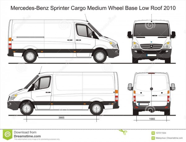 Mercedes Sprinter Cargo Delivery Mwb Low Roof Van 2010 Blueprint