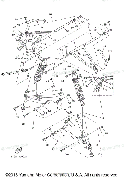 Yamaha Atv 2007 Oem Parts Diagram For Front Suspension Wheel