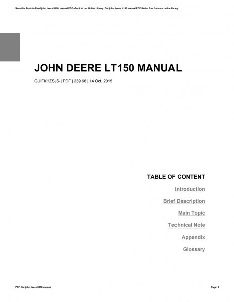 John Deere Lt150 Manual By Jonathanrosen2320