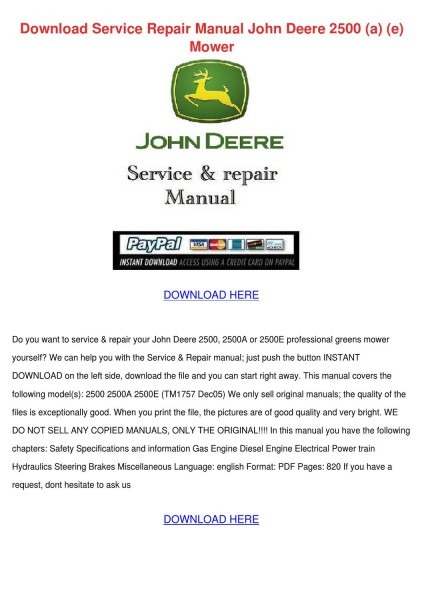Download Service Repair Manual John Deere 250 By Penney Kijowski