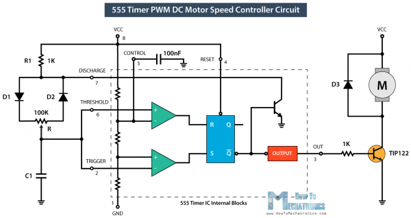 How To Make A Pwm Dc Motor Speed Controller Using The 555 Timer Ic