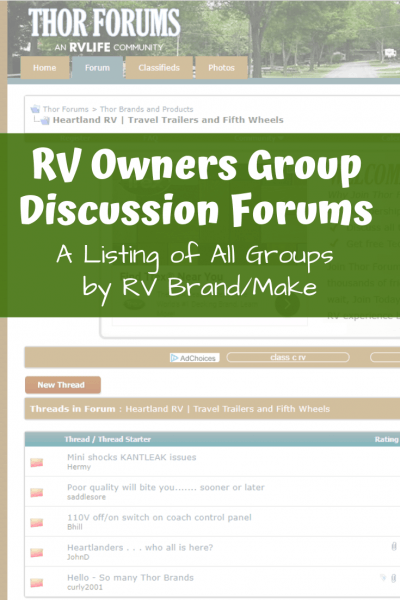 Rv Owners Group Discussion Forums By Rv Brand   Make