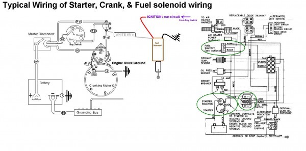 Starter, Crank & Fuel Shutoff Solenoid Wiring