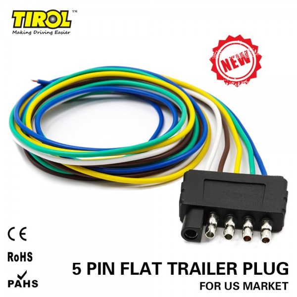 Tirol 5 Way Flat Trailer Wire Harness Extension Connector Plug