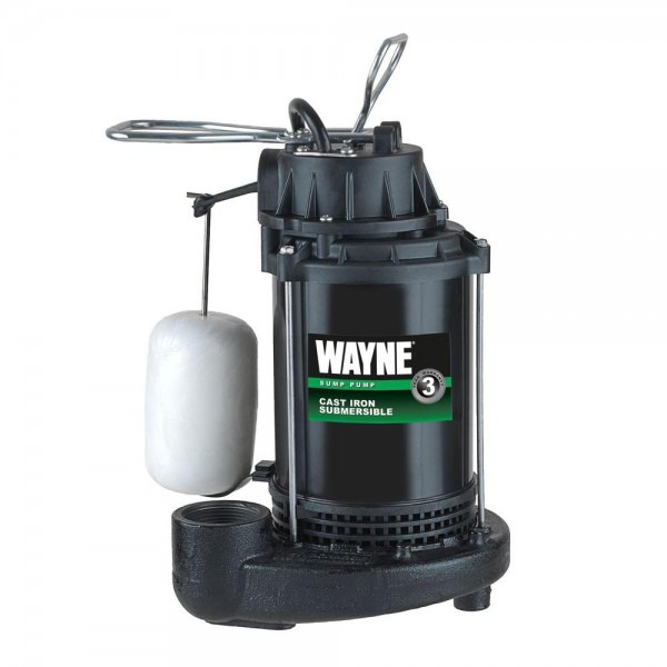 Wayne 1 3 Hp Cast Iron Submersible Sump Pump With Vertical Float