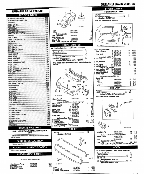 Subaru Baja Parts Diagram